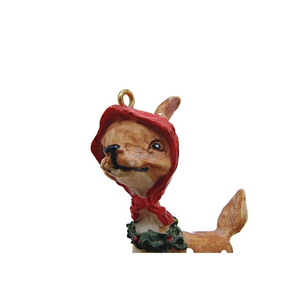 Vintage Ceramic Pottery Holiday Ornaments Santa & Rudolph Reindeer Christmas 3x2 - Picture 8 of 11